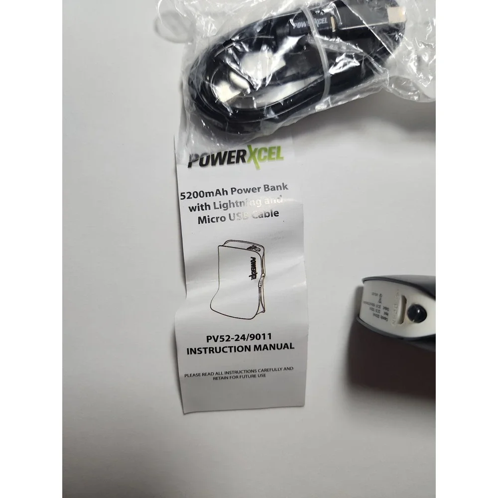 PowerXcel Power Bank Black, 5200 mAh Rapid Charge Portable Charger Thin - NEW
